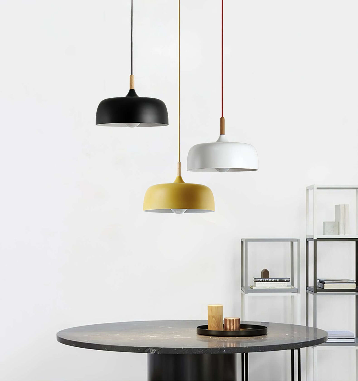 Sylivenne hanglamp witte kap houten accenten