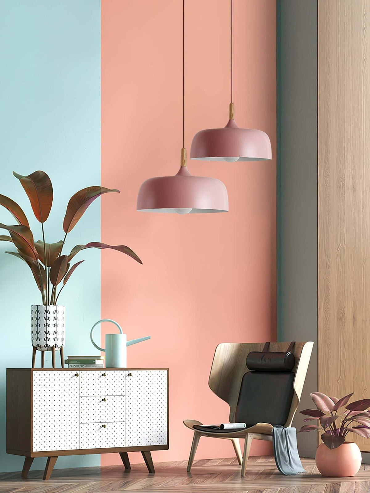 Sylivenne hanglamp witte kap houten accenten
