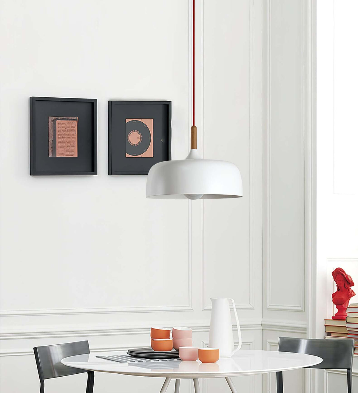Sylivenne hanglamp witte kap houten accenten