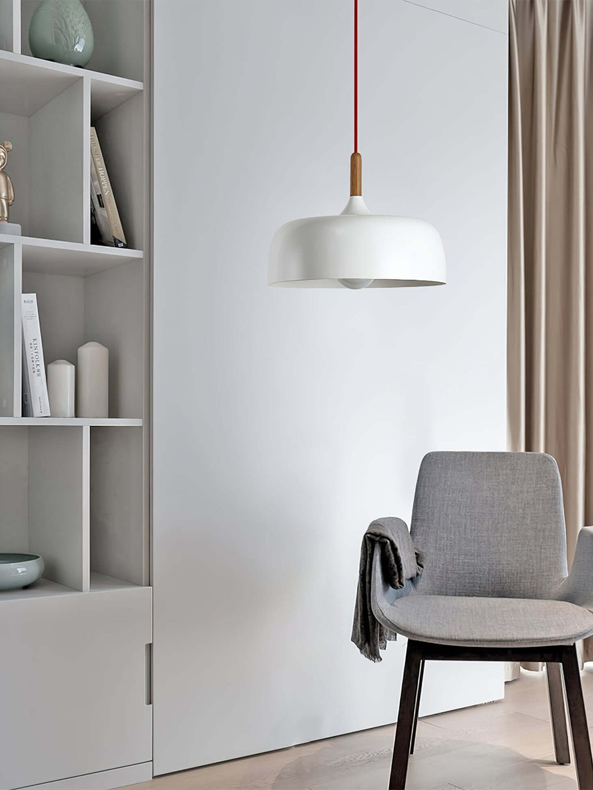 Sylivenne hanglamp witte kap houten accenten