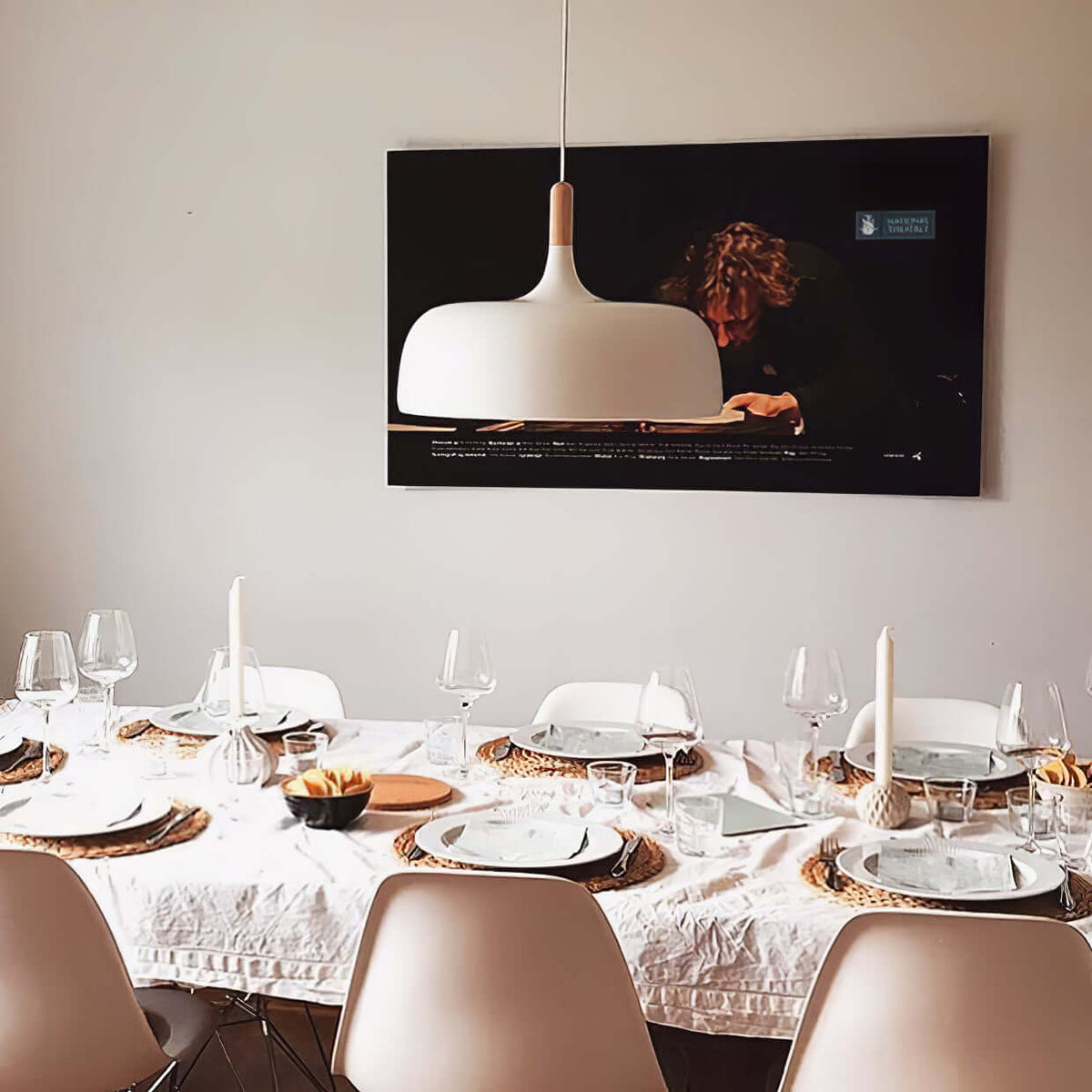 Sylivenne hanglamp witte kap houten accenten