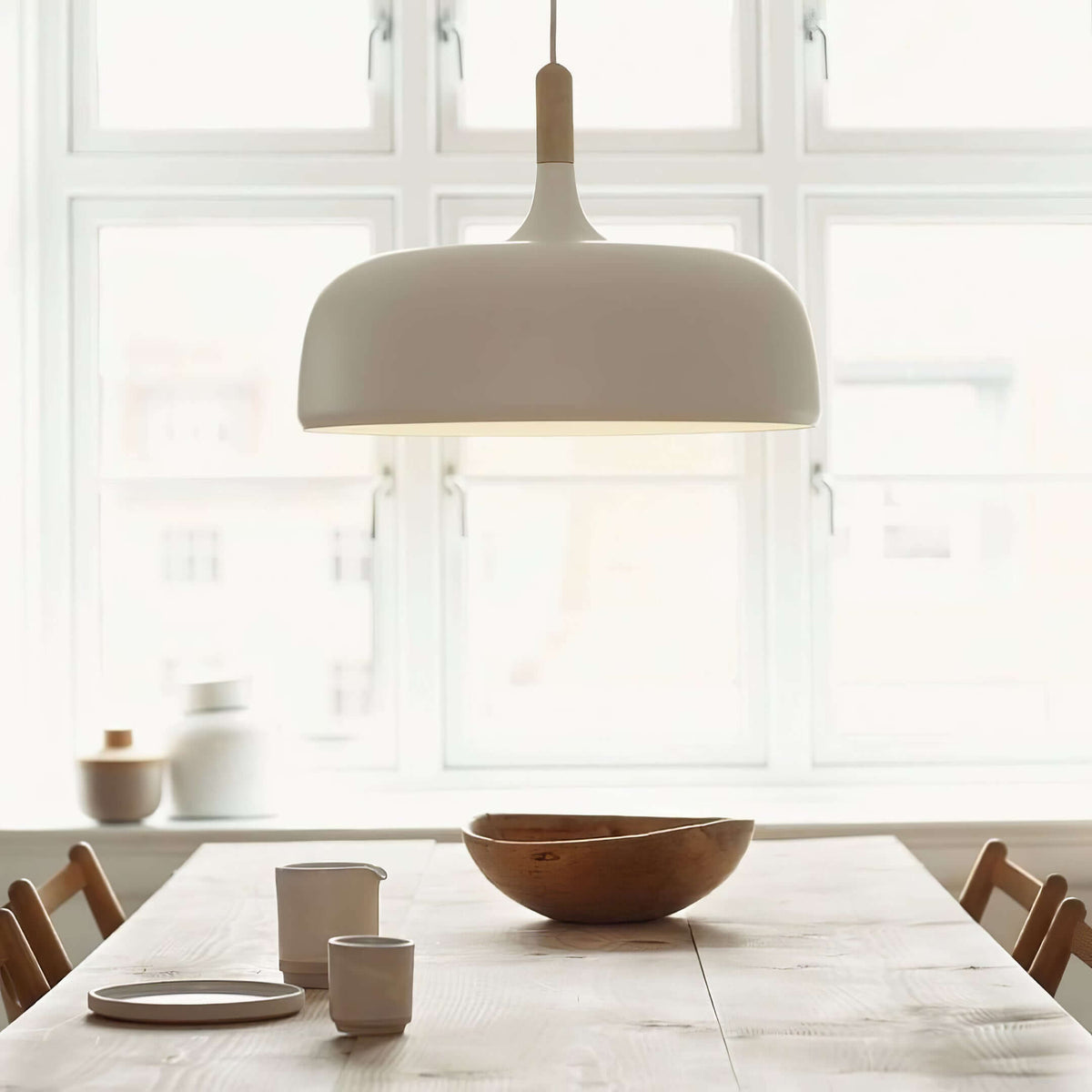 Sylivenne hanglamp witte kap houten accenten