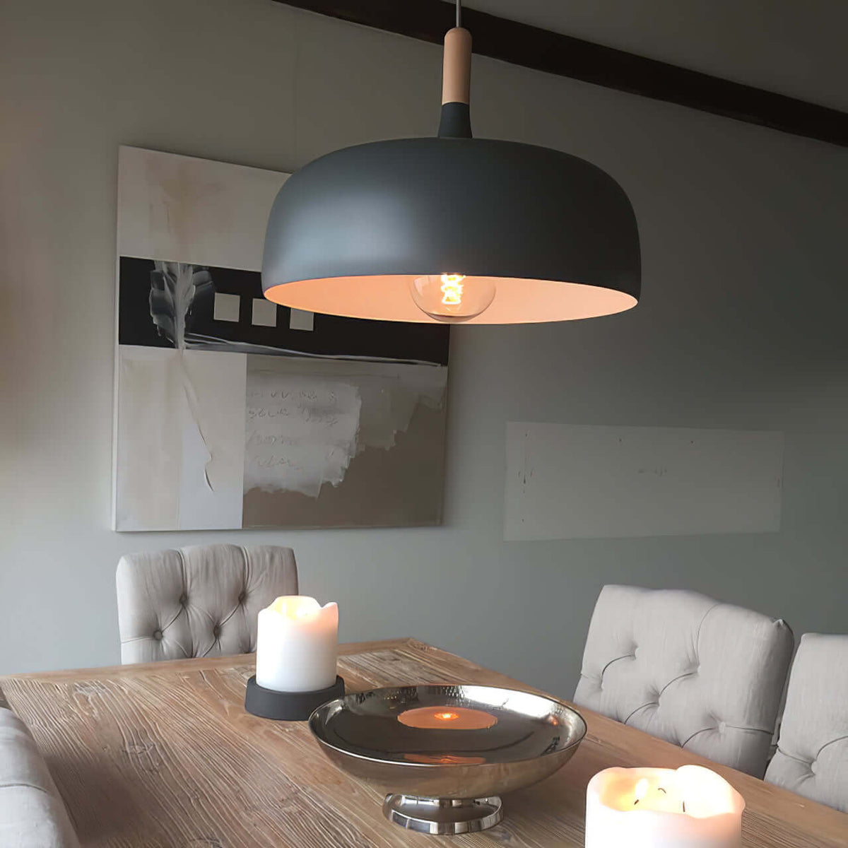 Sylivenne hanglamp witte kap houten accenten