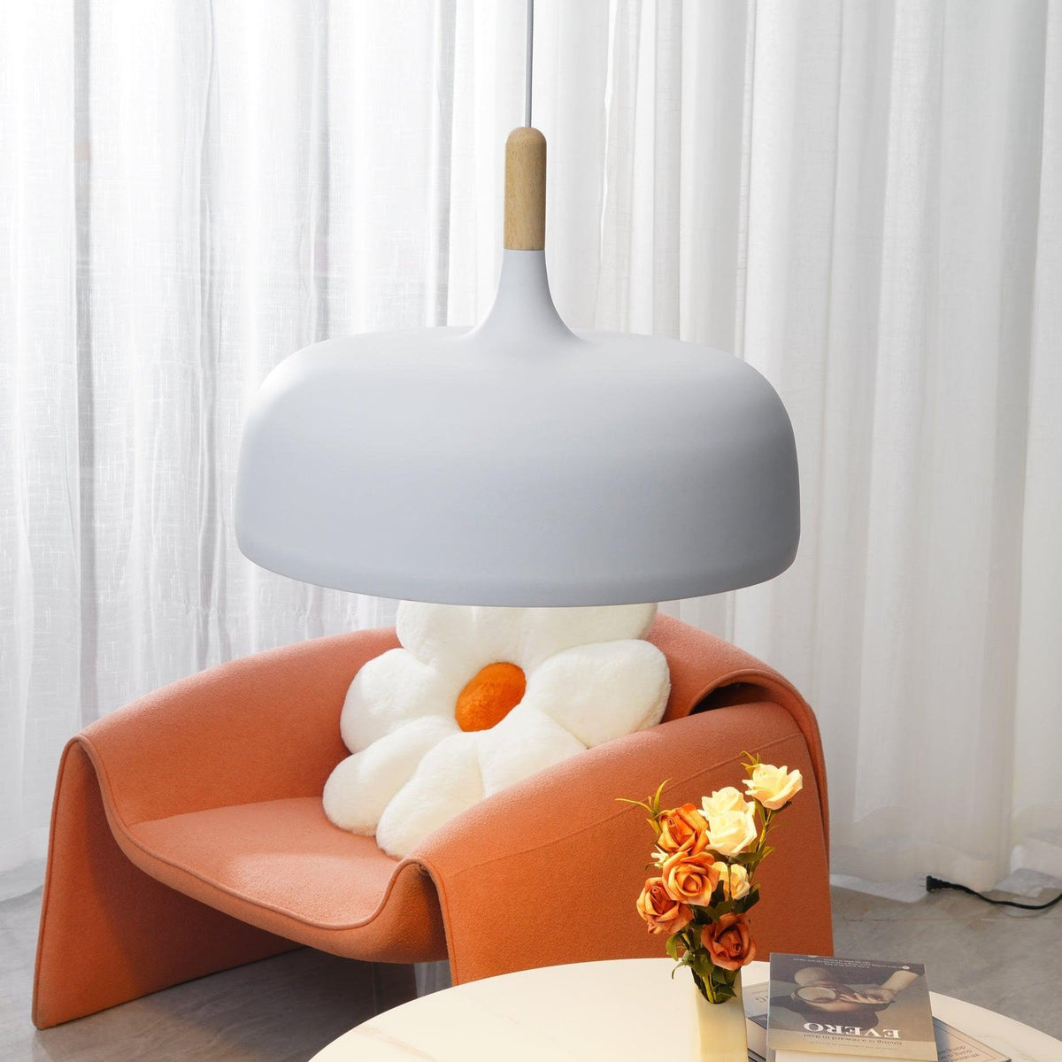 Sylivenne hanglamp witte kap houten accenten
