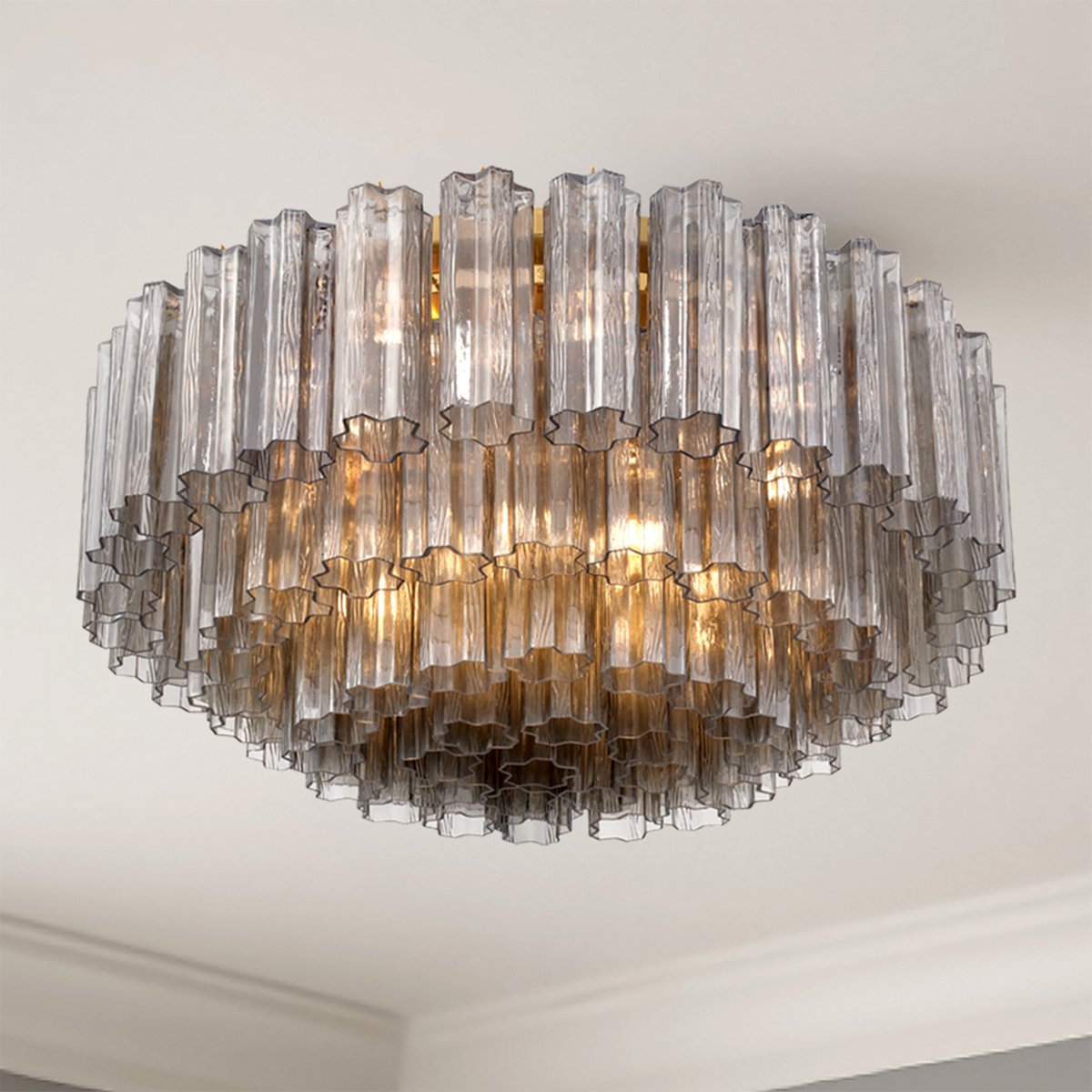 Eiruaya plafondlamp glasbuis gelaagd amber