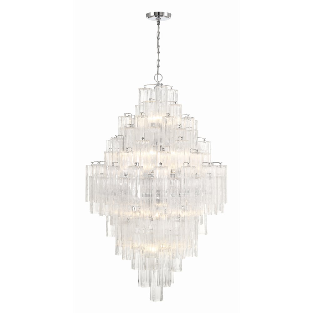 Eirorelle Diamant Kroonluchter met Gelaagde Amberkleurige Glasbuizen
