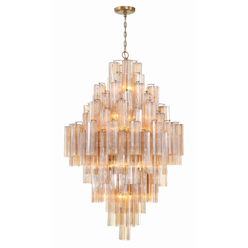 Eirorelle Diamant Kroonluchter met Gelaagde Amberkleurige Glasbuizen