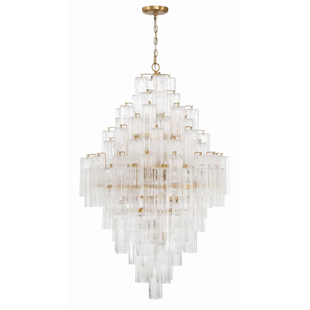 Eirorelle Diamant Kroonluchter met Gelaagde Amberkleurige Glasbuizen