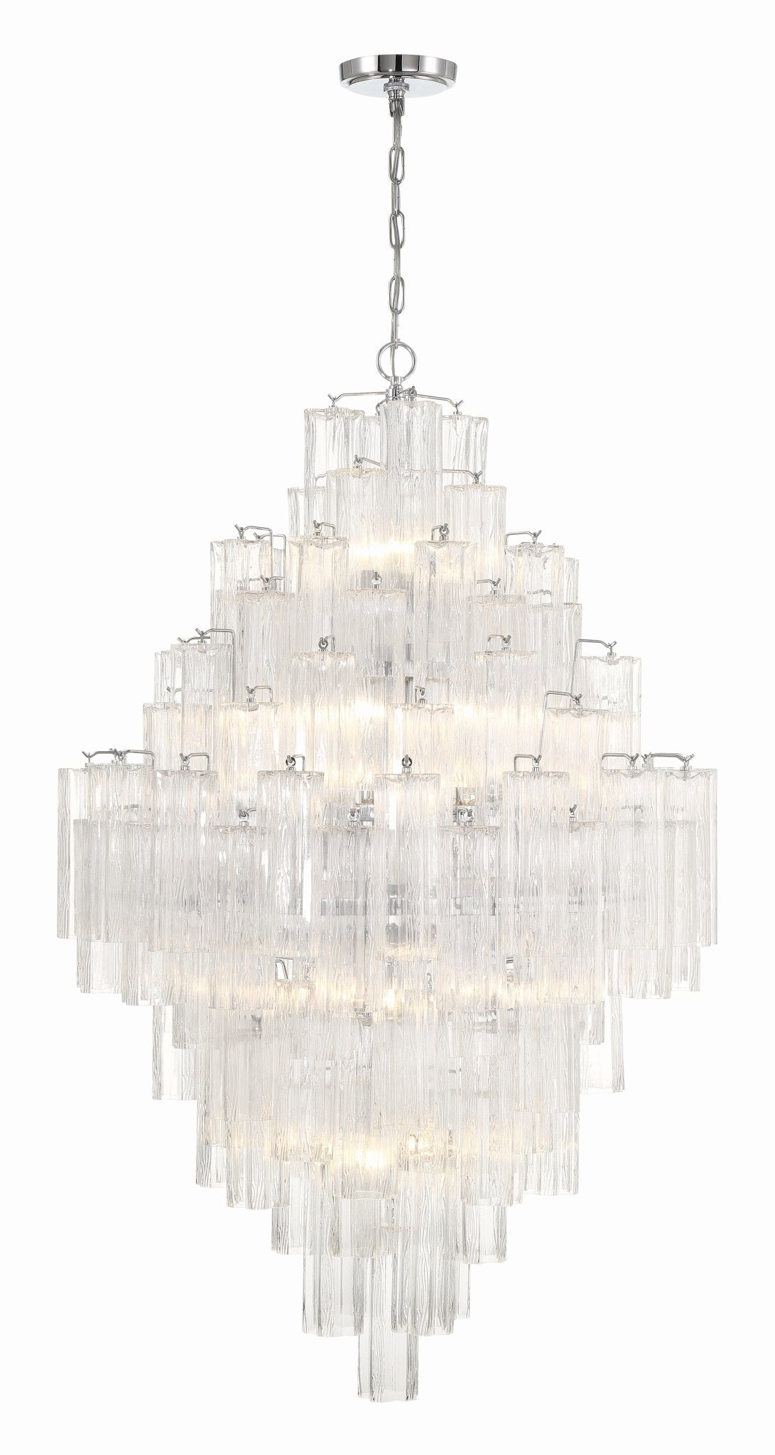 Eirorelle Diamant Kroonluchter met Gelaagde Amberkleurige Glasbuizen