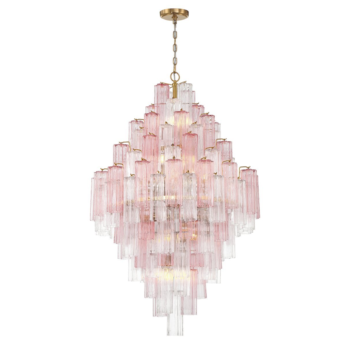 Eirorelle Diamant Kroonluchter met Gelaagde Amberkleurige Glasbuizen