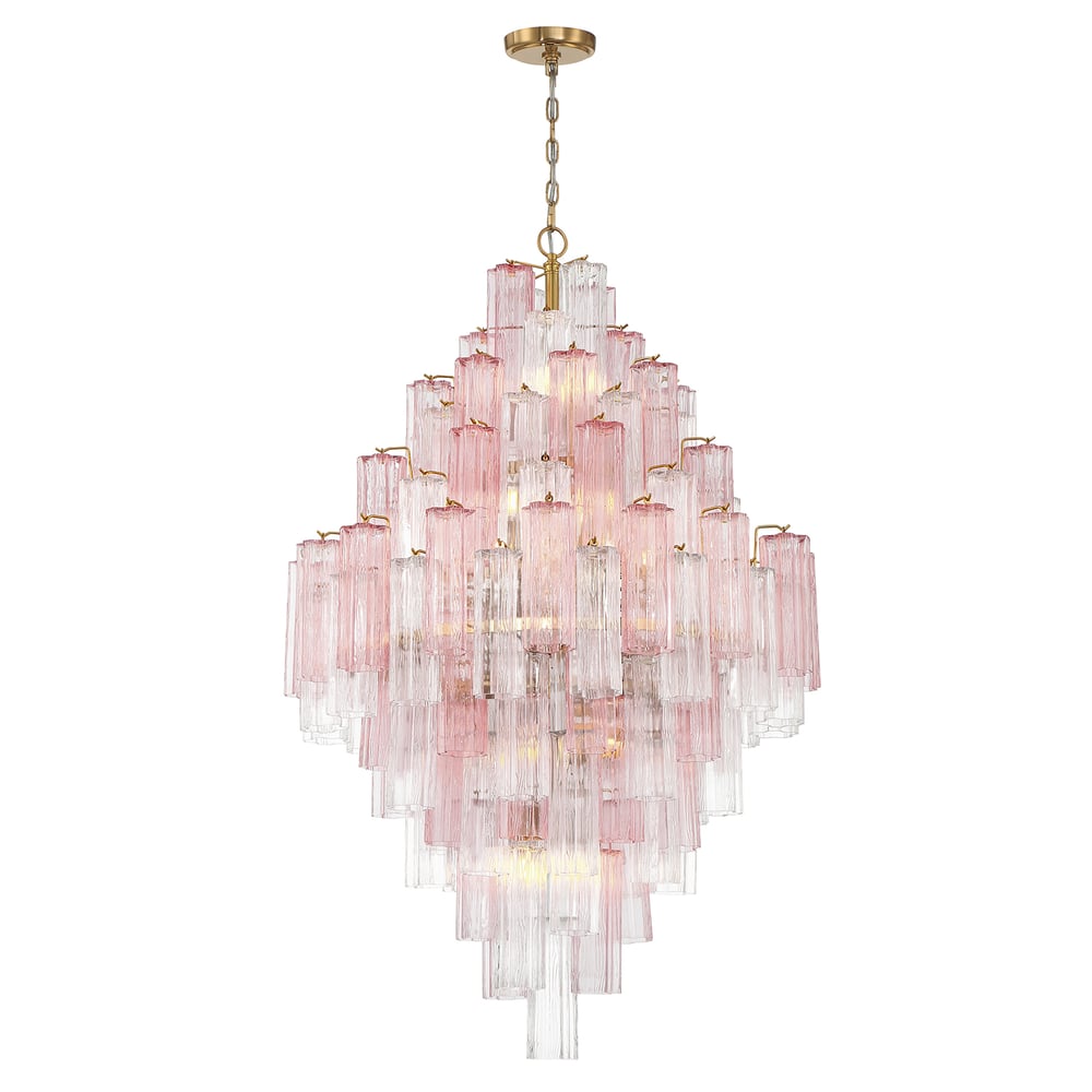 Eirorelle Diamant Kroonluchter met Gelaagde Amberkleurige Glasbuizen