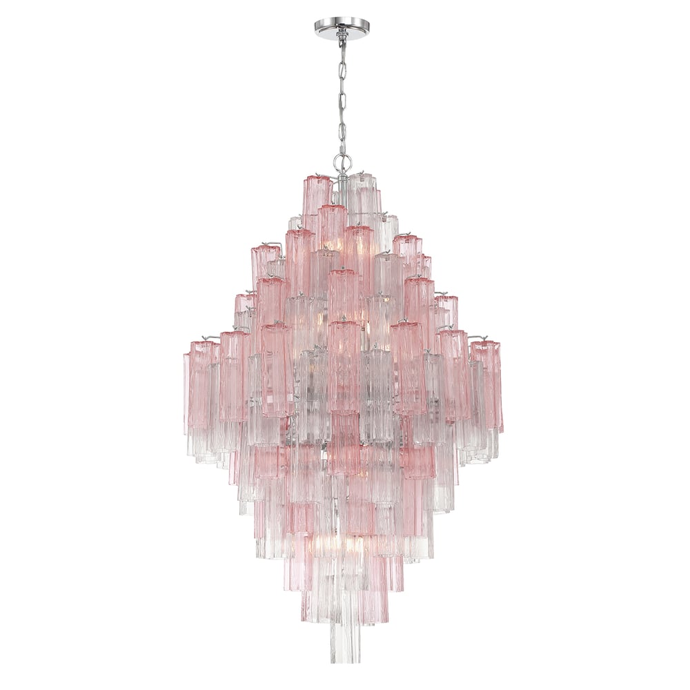 Eirorelle Diamant Kroonluchter met Gelaagde Amberkleurige Glasbuizen