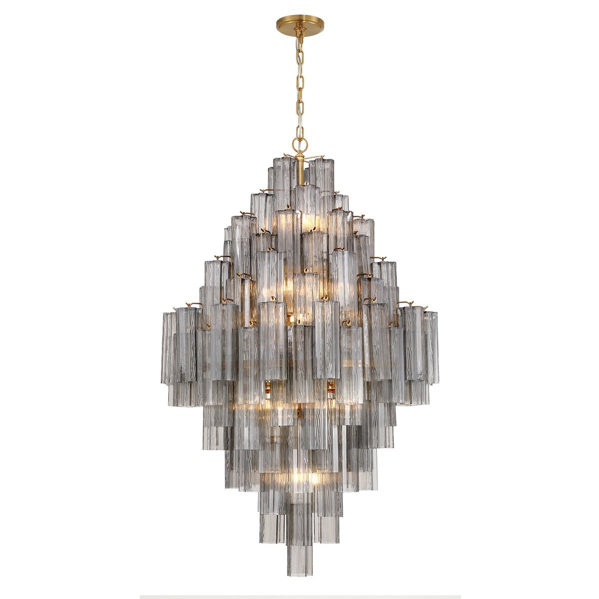 Eirorelle Diamant Kroonluchter met Gelaagde Amberkleurige Glasbuizen