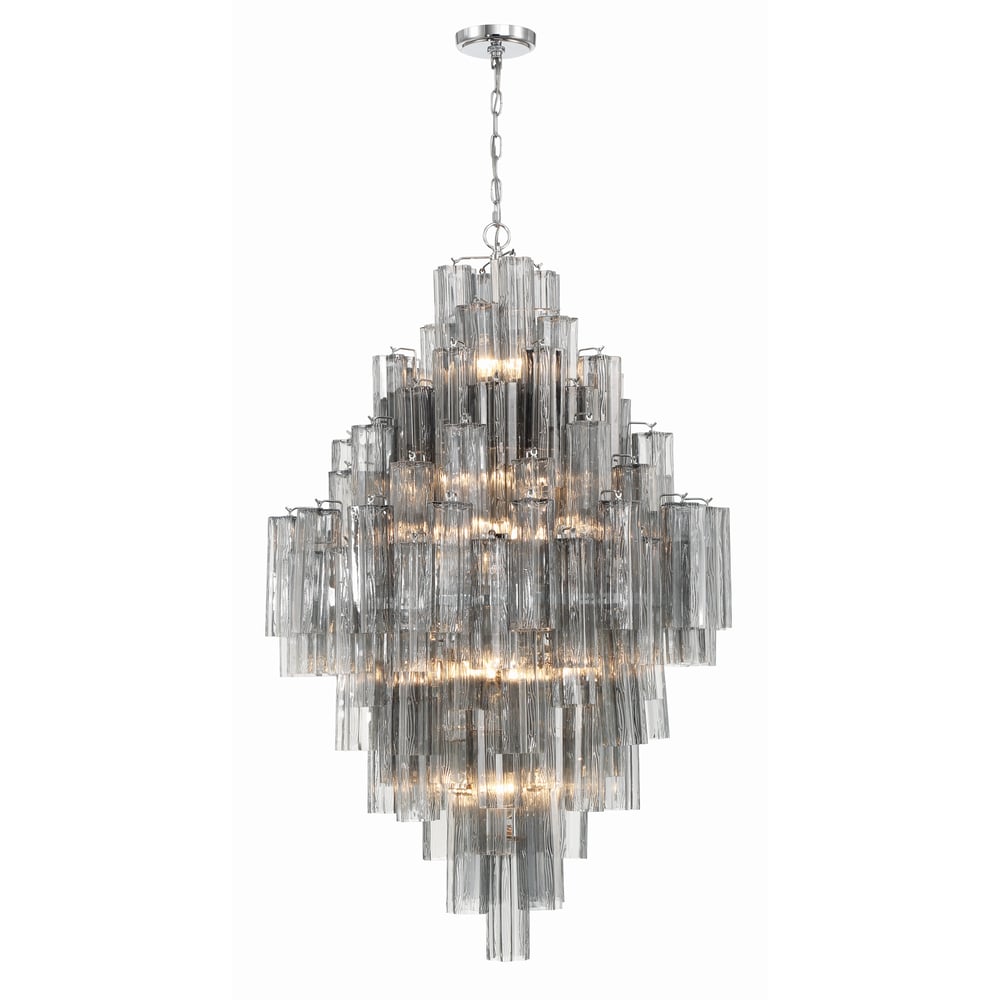 Eirorelle Diamant Kroonluchter met Gelaagde Amberkleurige Glasbuizen