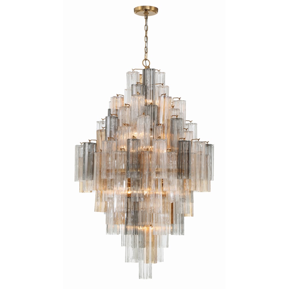 Eirorelle Diamant Kroonluchter met Gelaagde Amberkleurige Glasbuizen