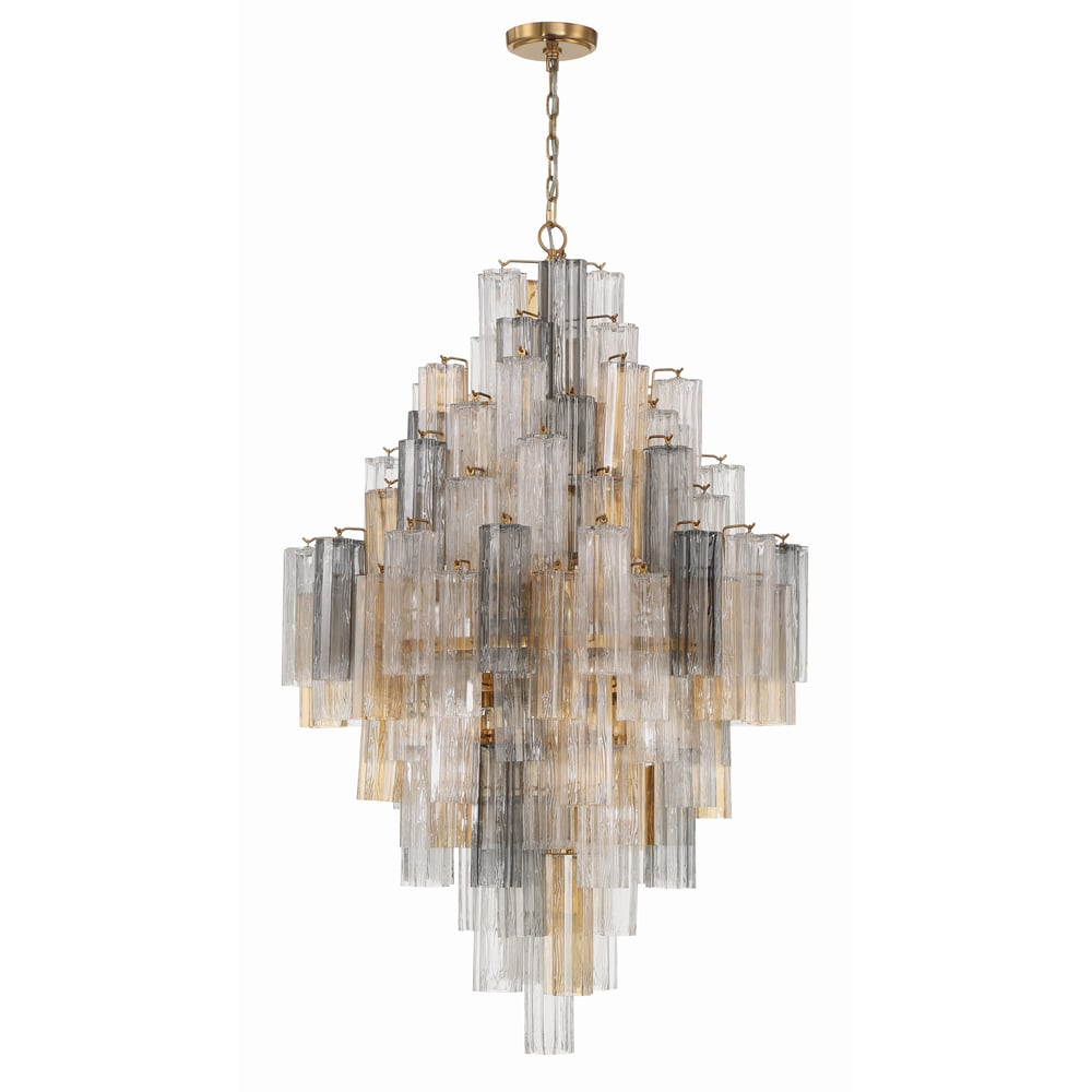 Eirorelle Diamant Kroonluchter met Gelaagde Amberkleurige Glasbuizen