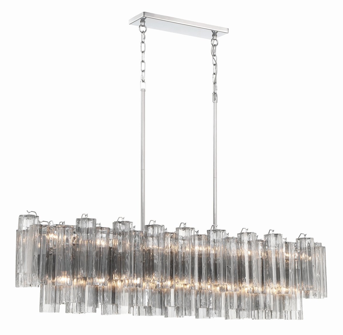 Eiriseon lineaire kroonluchter met glasbuis, gelaagd amber