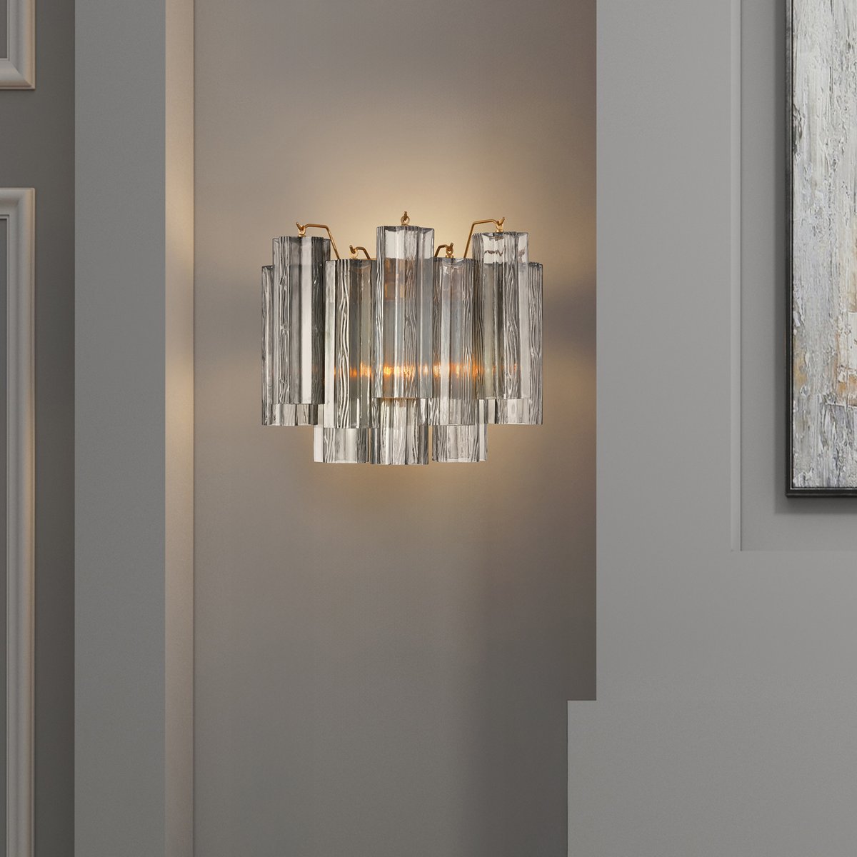 Ravo wandlamp Tronchi Glasbuis Gelaagd Amber Modern