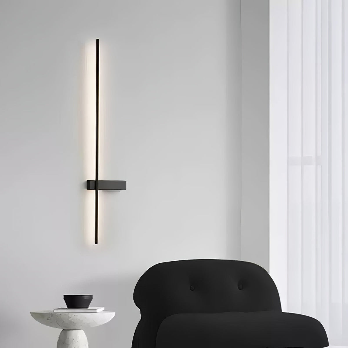 Mesv Lineair Oplaadbaar Zwart Wandlamp