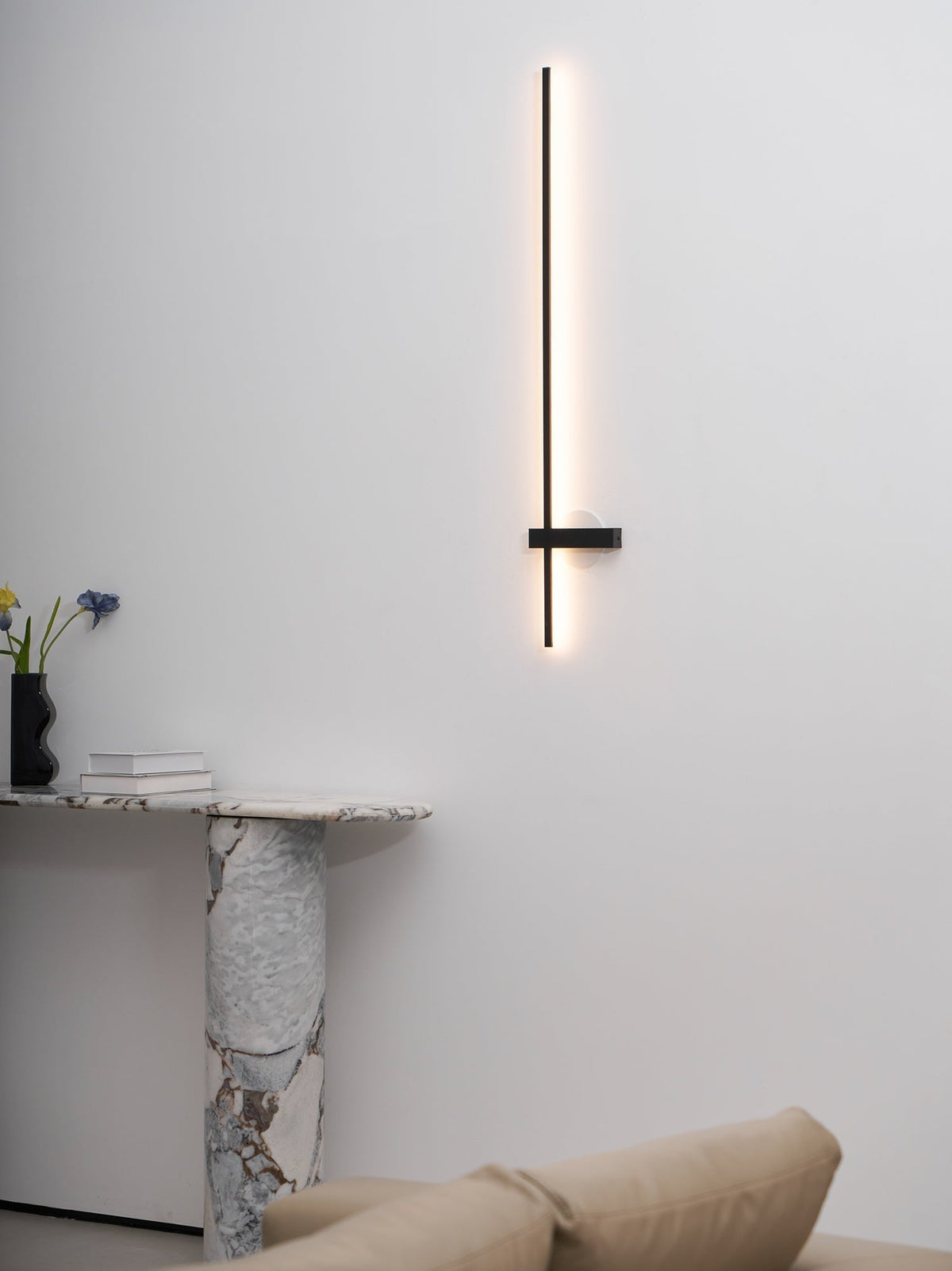 Mesv Lineair Oplaadbaar Zwart Wandlamp