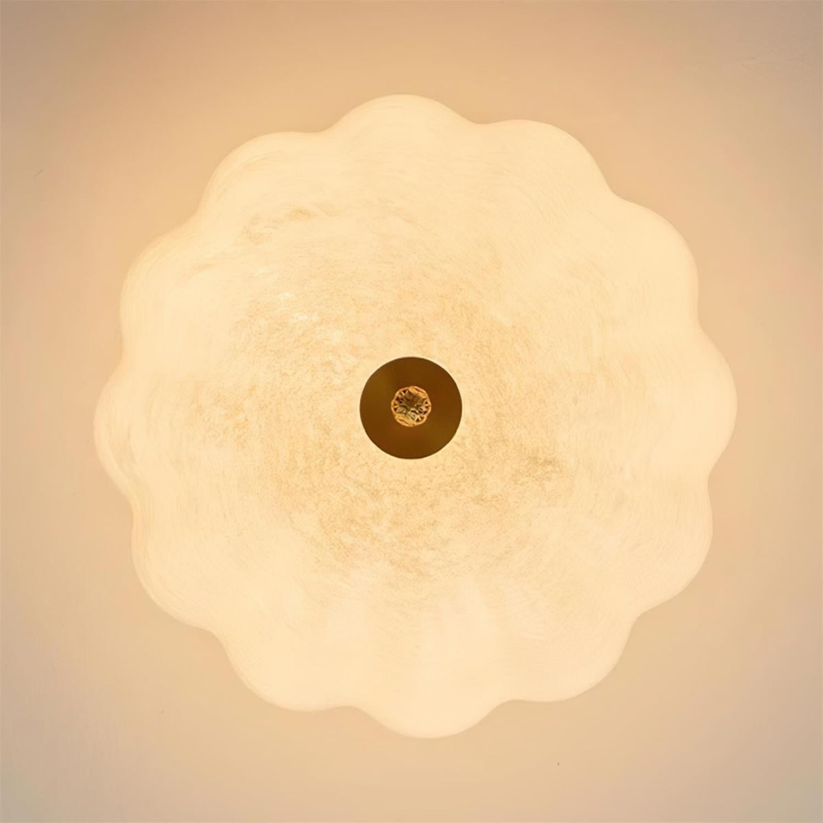 Cava plafondlamp van messing en glas met elegante bloemblaadjesilhouet modern