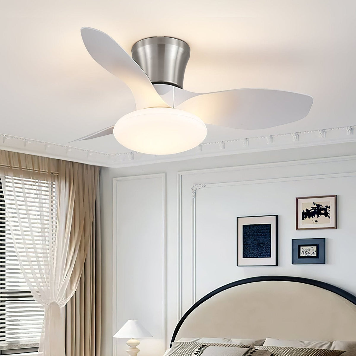 Velora Moderne plafondventilator met verlichting van walnoothout