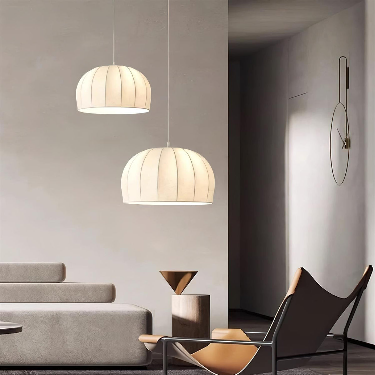 Fioeina witte hanglamp met stoffen koepel