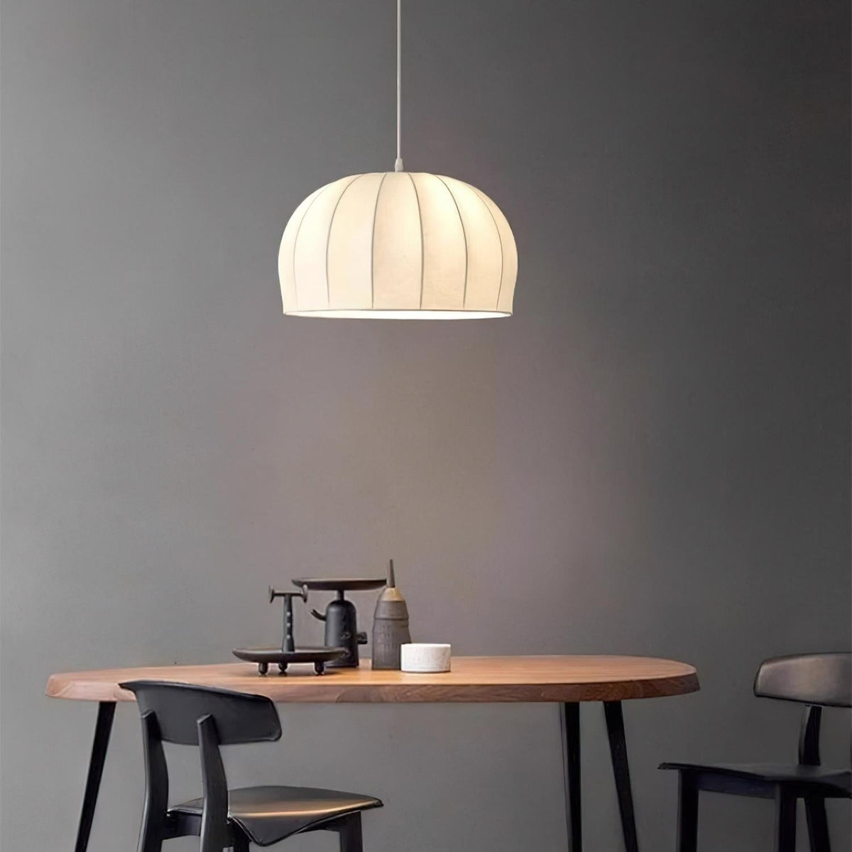 Fioeina witte hanglamp met stoffen koepel