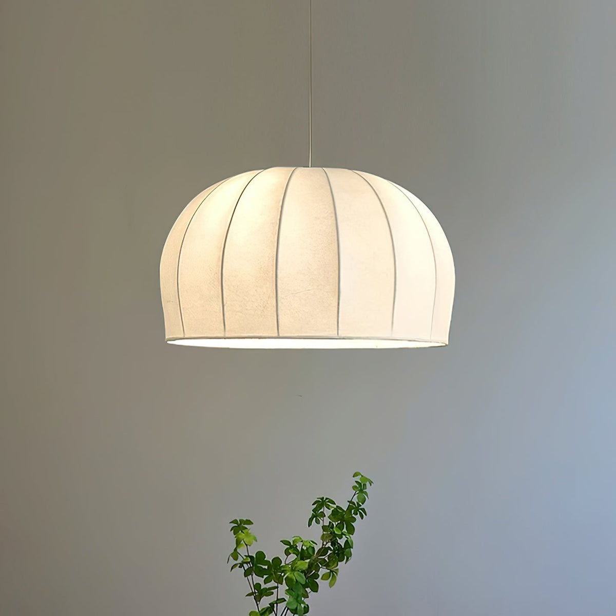 Fioeina witte hanglamp met stoffen koepel