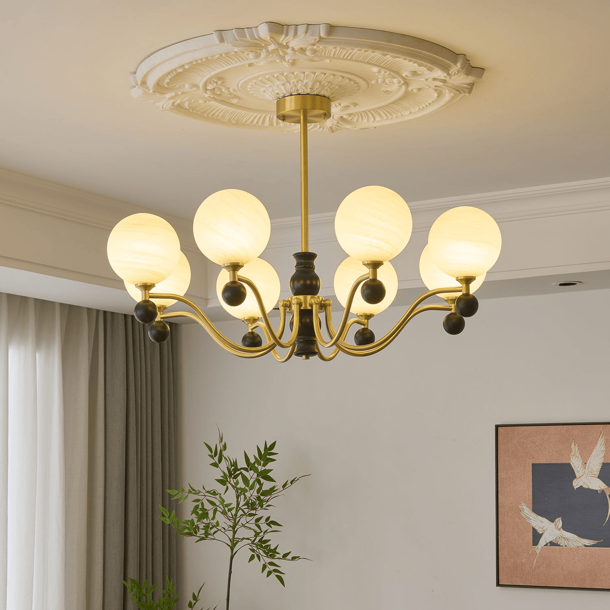 Ershaan sfeer elegantie vintage messing hout kroonluchter