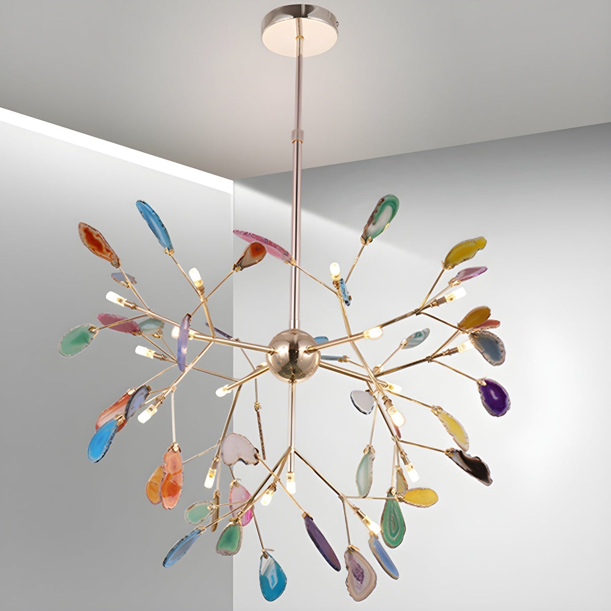 Ulenor Kroonluchter Kleurrijke Bladeren Vergulde Armen