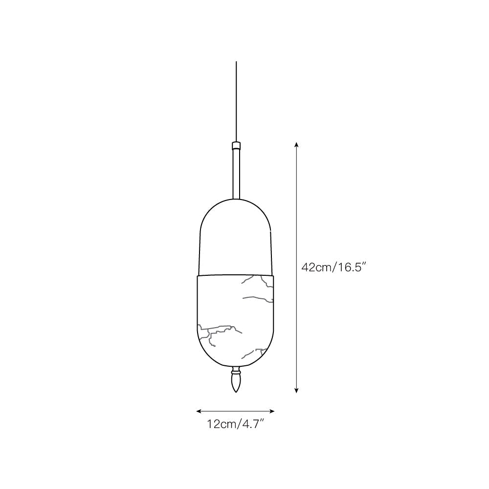 Himinuvye albast minimalistisch Bolus messing hanglamp