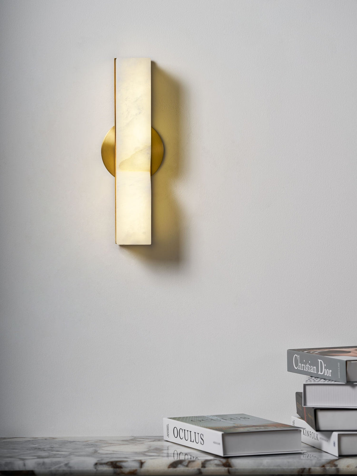 Lena Albast rechthoekige wandlamp met stekker