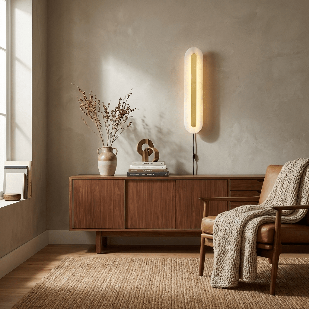 Albast Ronde wandlamp met stekker
