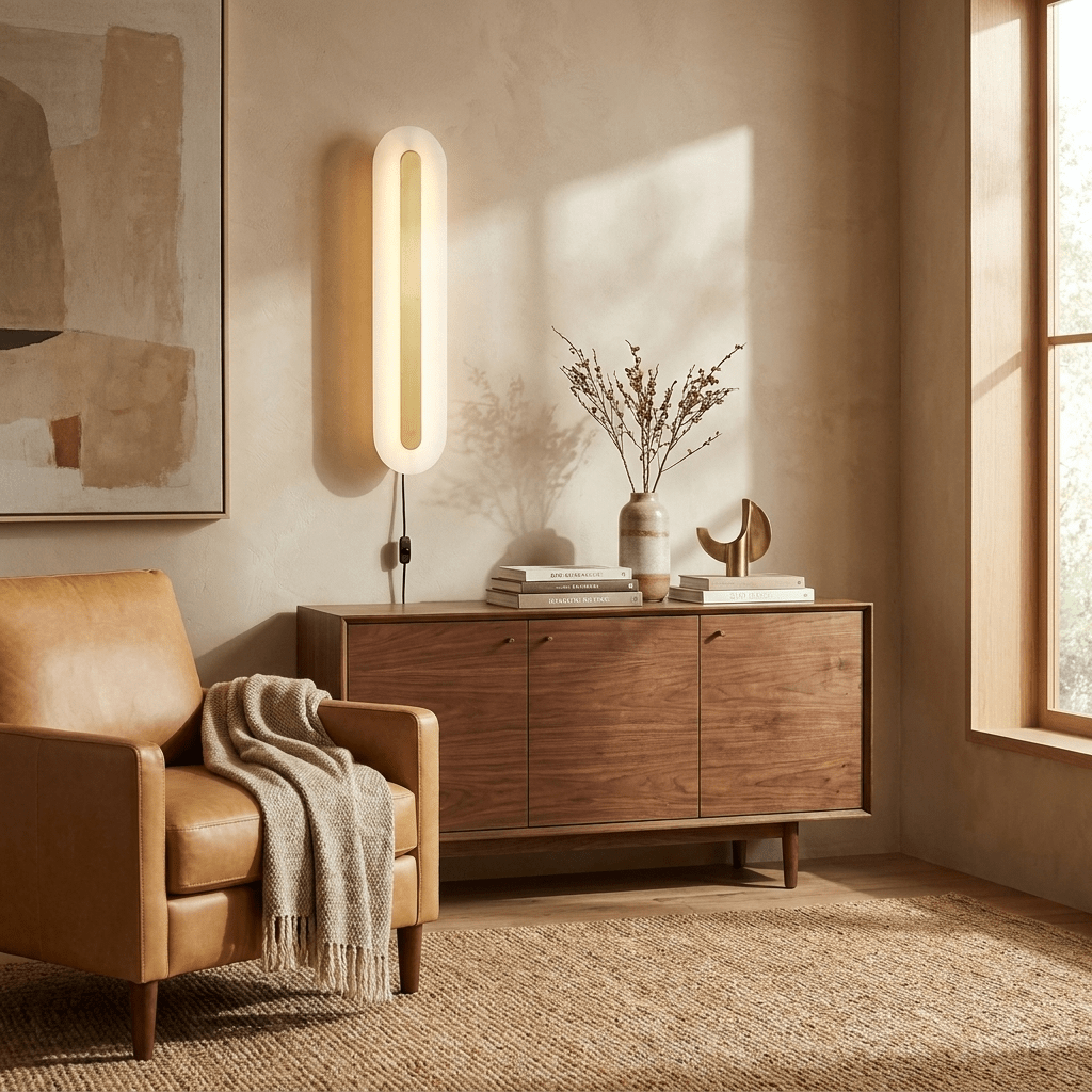 Albast Ronde wandlamp met stekker