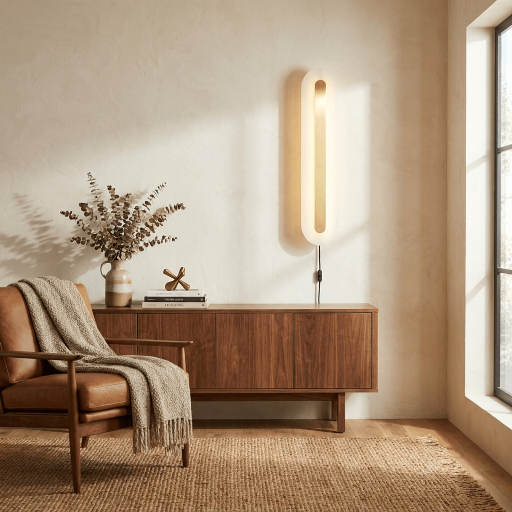 Albast Ronde wandlamp met stekker