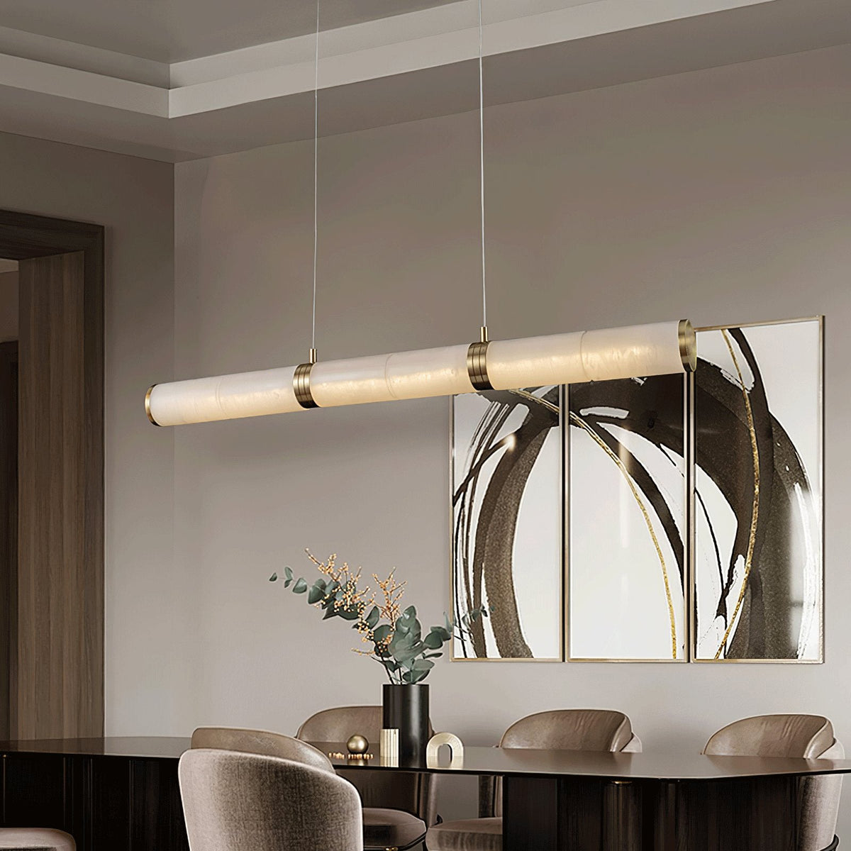 Gevrel minimalistisch hanglamp van albast