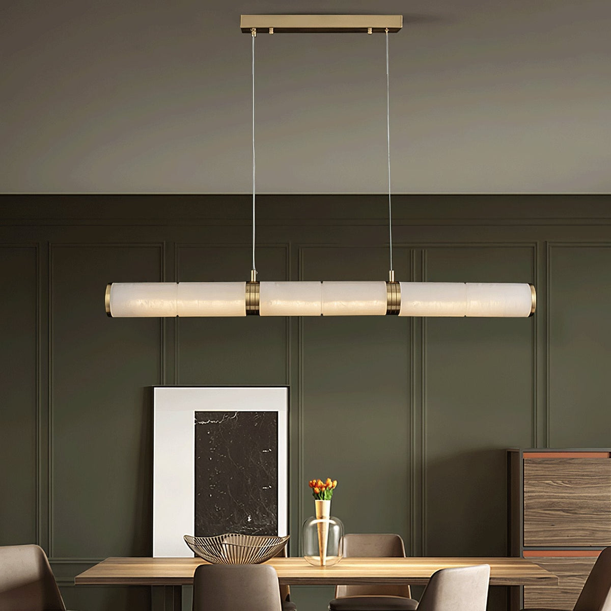 Gevrel minimalistisch hanglamp van albast