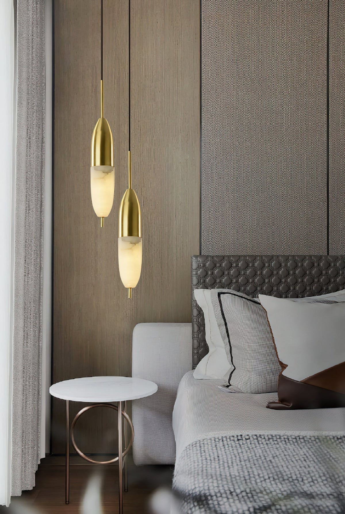 Himinuvye albast minimalistisch Bolus messing hanglamp