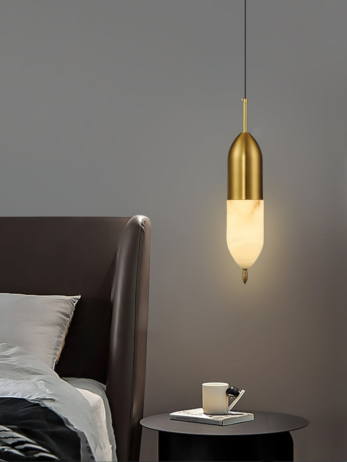 Himinuvye albast minimalistisch Bolus messing hanglamp