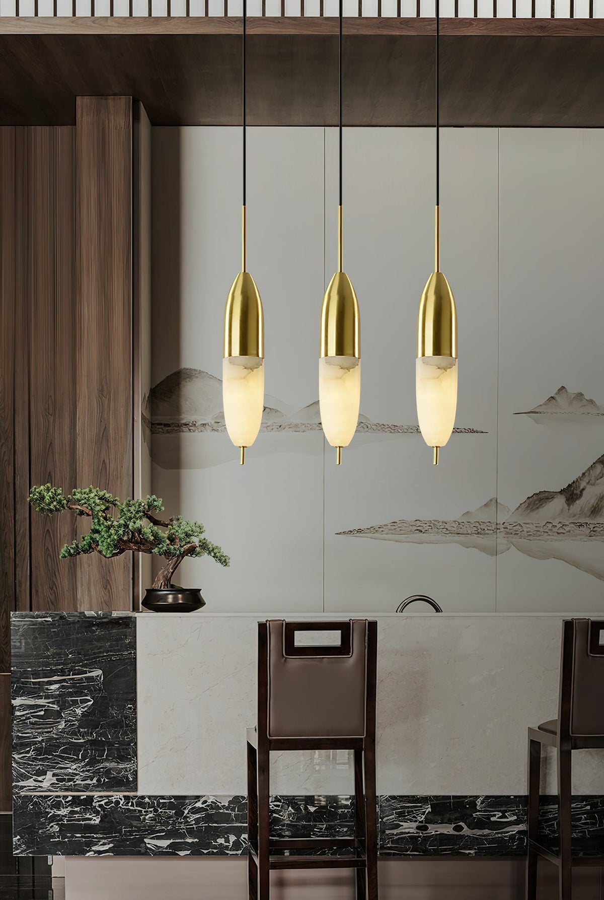 Himinuvye albast minimalistisch Bolus messing hanglamp