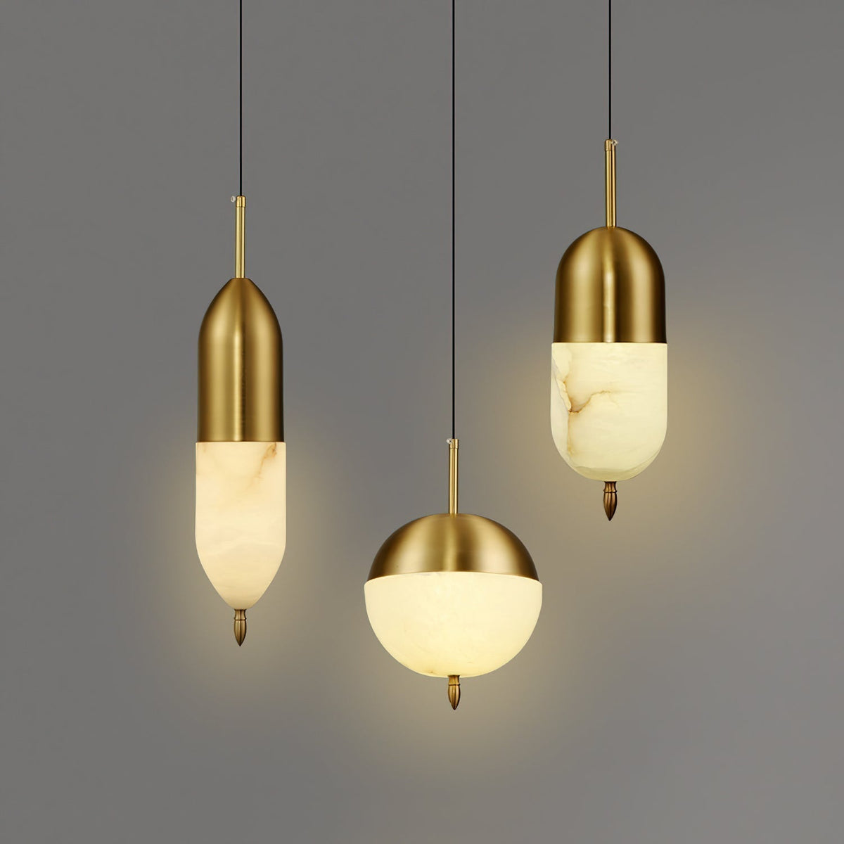 Himinuvye albast minimalistisch Bolus messing hanglamp