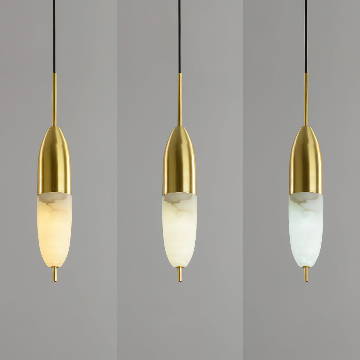 Himinuvye albast minimalistisch Bolus messing hanglamp