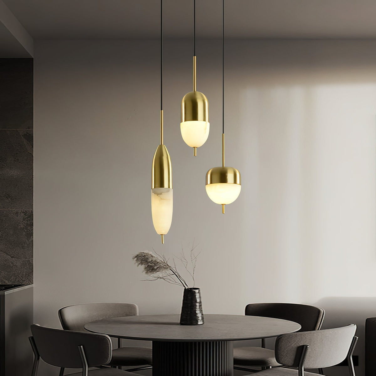 Himinuvye albast minimalistisch Bolus messing hanglamp
