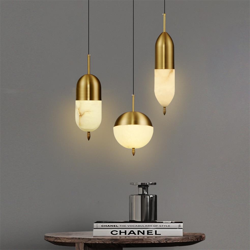 Himinuvye albast minimalistisch Bolus messing hanglamp