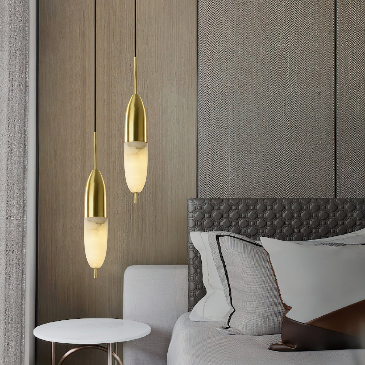 Himinuvye albast minimalistisch Bolus messing hanglamp