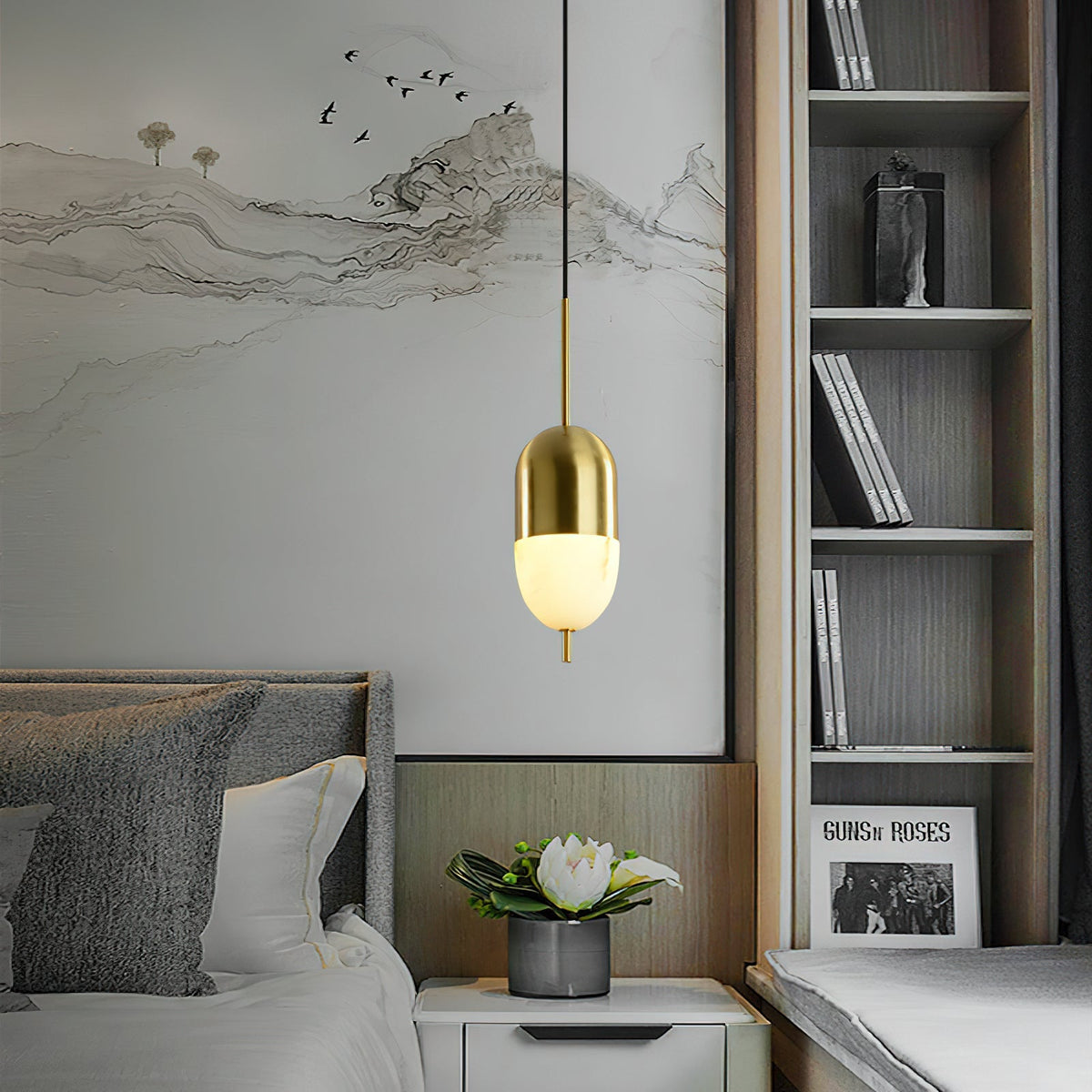 Himinuvye albast minimalistisch Bolus messing hanglamp
