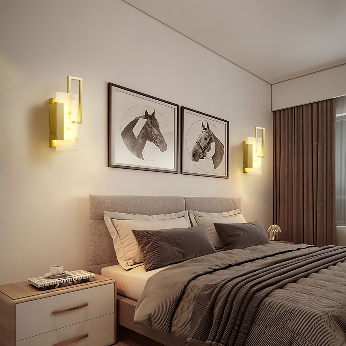 Albinelle albasten wandlamp met goudkleurig frame