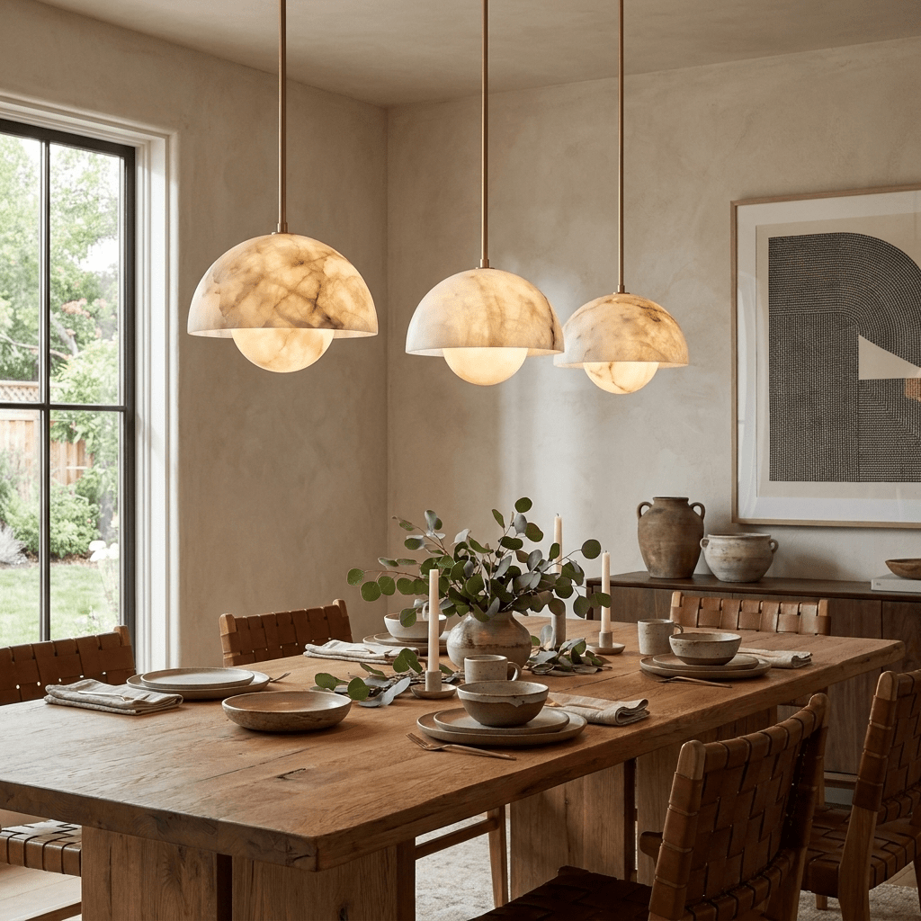 Albasten Bud koepelvormige hanglamp van messing