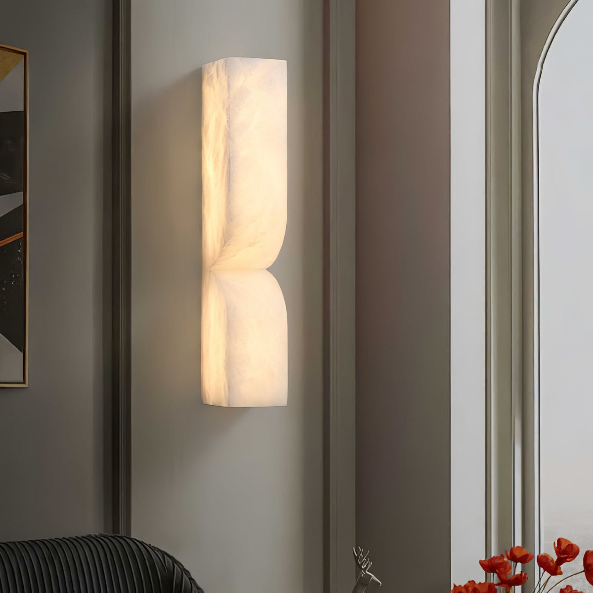 Lena Albast rechthoekige wandlamp met stekker